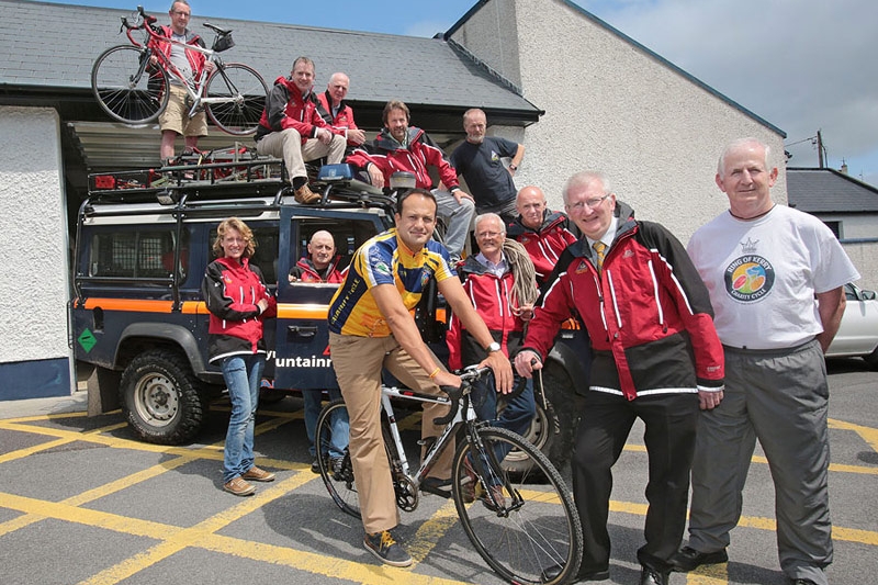 Members of Kerry mountain Rescue with Minister Leo Varadkar, launching their Ring of Kerry Cycle fundraising drive.