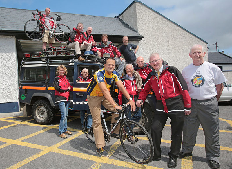 Members of Kerry mountain Rescue with Minister Leo Varadkar, launching their Ring of Kerry Cycle fundraising drive.
