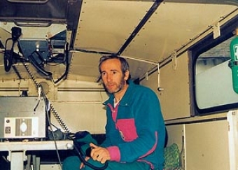 Tim Long in the Unimog, early 1990's.