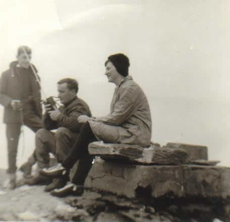 Pat Ahern, Willie Fitzgerald, Ann Ahern. Radio testing on Carrauntohill 6th October 1968.